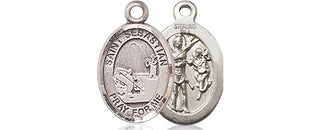 Sterling Silver Saint Sebastian Fishing Medal Religious and Catholic Jewelry