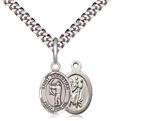 Pewter Saint Sebastian Archery Medal Religious and Catholic Jewelry