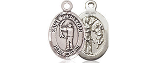 Sterling Silver Saint Sebastian Archery Medal Religious and Catholic Jewelry