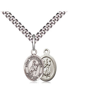 Pewter Saint Christopher Rodeo Medal Religious and Catholic Jewelry