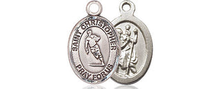 Sterling Silver Saint Christopher Rugby Medal Religious and Catholic Jewelry