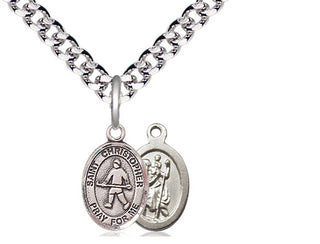 Pewter Saint Christopher Field Hockey Medal Religious and Catholic Jewelry