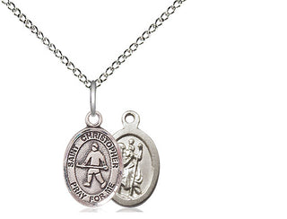 Sterling Silver Saint Christopher Field Hockey Medal Religious and Catholic Jewelry