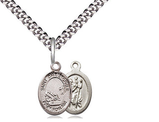 Pewter Saint Christopher Fishing Medal Religious and Catholic Jewelry