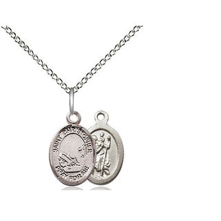 Sterling Silver Saint Christopher Fishing Medal Religious and Catholic Jewelry