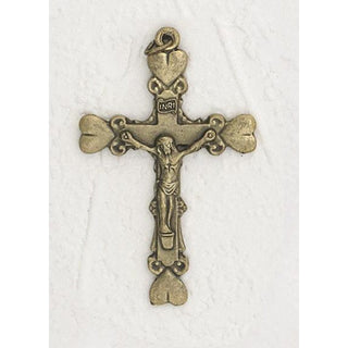 Bulk Four Hearts Cross - Brass Tone
