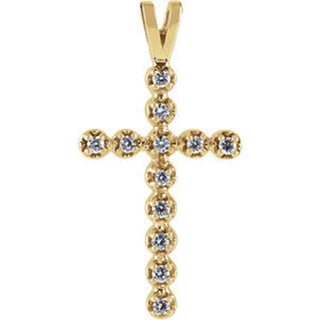 14K Gold .18 CTW Diamond Cross Pendant
