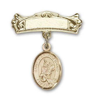 14kt Gold Filled Badge Pin St. Martin of Tours Baby Badge - Engravable
