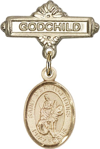 14kt Gold Filled Godchild St. Martin of Tours Baby Badge - Engravable