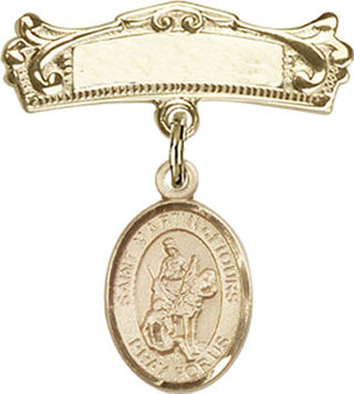 14kt Gold Badge Pin St. Martin of Tours Baby Badge - Engravable