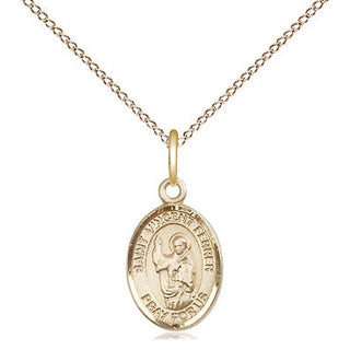 14kt Gold Saint Vincent Ferrer Medal Engraved Catholic Saint Jewelry