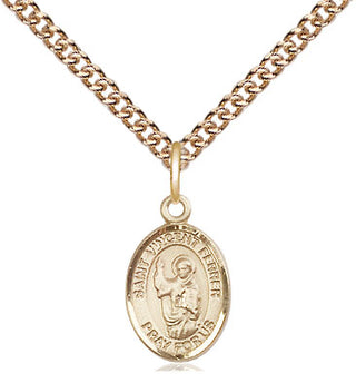 14kt Gold Saint Vincent Ferrer Medal Engraved Catholic Saint Jewelry
