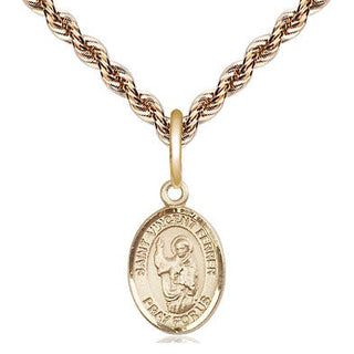 14kt Gold Saint Vincent Ferrer Medal Engraved Catholic Saint Jewelry