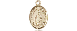14kt Gold Saint Augustine of Hippo Medal Engraved Catholic Saint Jewelry
