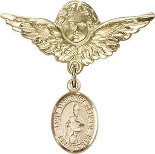 14kt Gold Filled Large Angel w/Wings St. Augustine of Hippo Baby Badge - Engravable