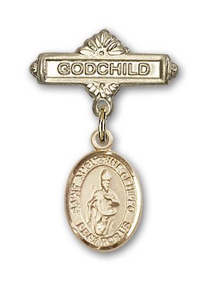 14kt Gold Filled Godchild St. Augustine of Hippo Baby Badge - Engravable