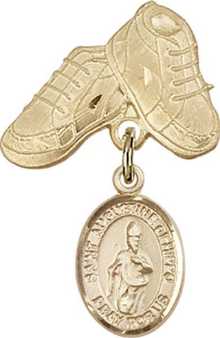 14kt Gold Filled Baby Boots St. Augustine of Hippo Baby Badge - Engravable