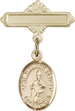 14kt Gold Polished Badge Pin St. Augustine of Hippo Baby Badge - Engravable
