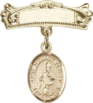 14kt Gold Badge Pin St. Augustine of Hippo Baby Badge - Engravable