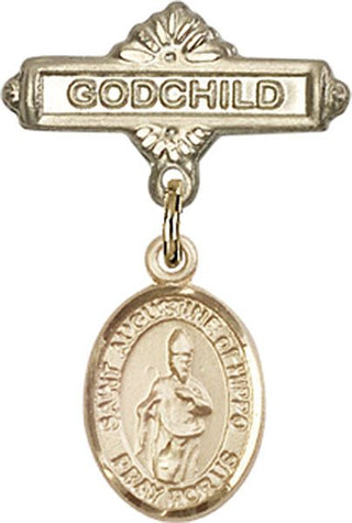 14kt Gold Godchild St. Augustine of Hippo Baby Badge - Engravable