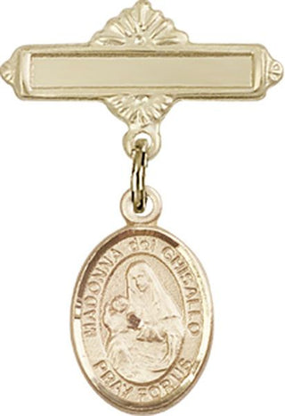 14kt Gold Filled Polished Badge Pin Madonna del Ghisallo Baby Badge - Engravable