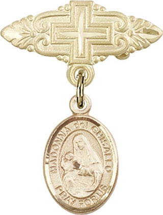 14kt Gold Filled Badge Pin With Cross Madonna del Ghisallo Baby Badge - Engravable