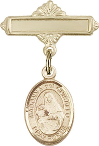 14kt Gold Polished Badge Pin Madonna del Ghisallo Baby Badge - Engravable