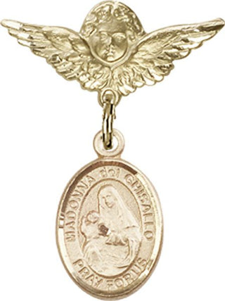 14kt Gold Small Angel w/Wings Madonna del Ghisallo Baby Badge - Engravable