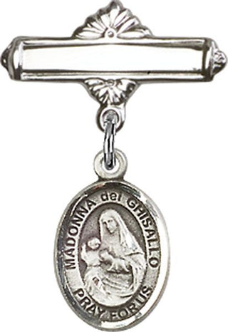 Sterling Silver Polished Badge Pin Madonna del Ghisallo Baby Badge - Engravable