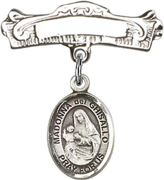 Sterling Silver Badge Pin Madonna del Ghisallo Baby Badge - Engravable