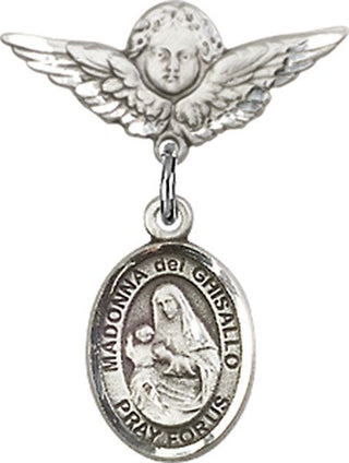 Sterling Silver Small Angel w/Wings Madonna del Ghisallo Baby Badge - Engravable