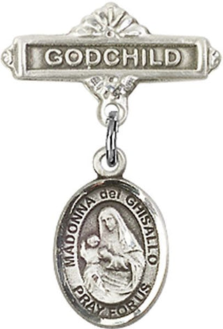 Sterling Silver Godchild Madonna del Ghisallo Baby Badge - Engravable