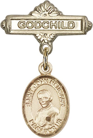 14kt Gold Godchild St. John Neumann Baby Badge - Engravable