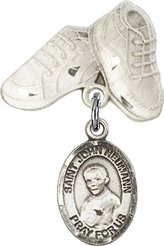 Sterling Silver Baby Boots St. John Neumann Baby Badge - Engravable