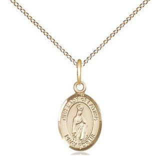14kt Gold Our Lady of Fatima Medal Engraved Catholic Saint Jewelry