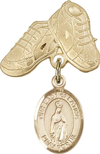 14kt Gold Filled Baby Boots O/L of Fatima Baby Badge - Engravable