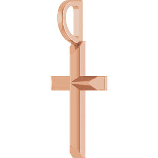 14K Rose Knife-Edge Cross Pendant