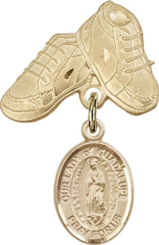 14kt Gold Baby Boots O/L of Guadalupe Baby Badge - Engravable