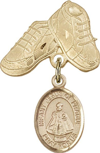 14kt Gold Filled Baby Boots Infant of Prague Baby Badge - Engravable