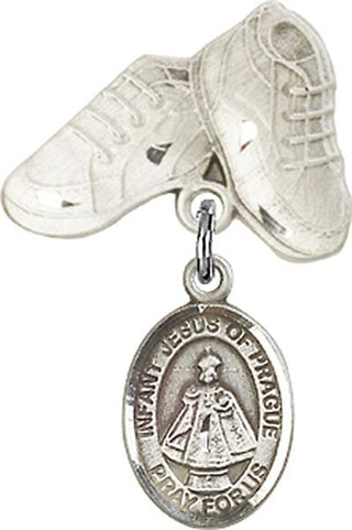 Sterling Silver Baby Boots Infant of Prague Baby Badge - Engravable