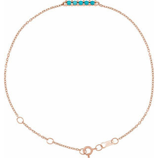 14K Rose Natural Turquoise Bar 6 1/2-7 1/2" Bracelet