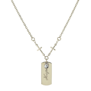 Silver-Tone Crystal Cross Chain Hope Necklace