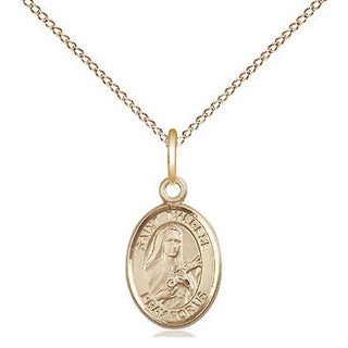14kt Gold Saint Therese of Lisieux Medal Engraved Catholic Saint Jewelry