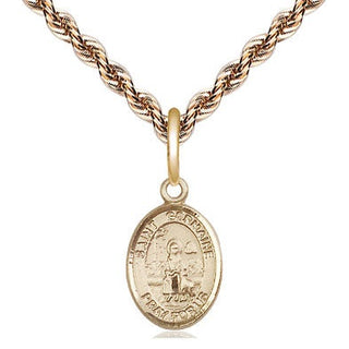 14kt Gold Saint Germaine Cousin Medal Engraved Catholic Saint Jewelry