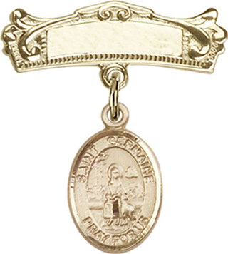 14kt Gold Filled Badge Pin St. Germaine Cousin Baby Badge - Engravable