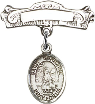 Sterling Silver Badge Pin St. Germaine Cousin Baby Badge - Engravable