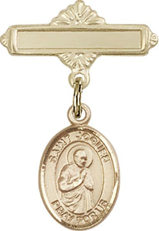 14kt Gold Filled Polished Badge Pin St. Isaac Jogues Baby Badge - Engravable