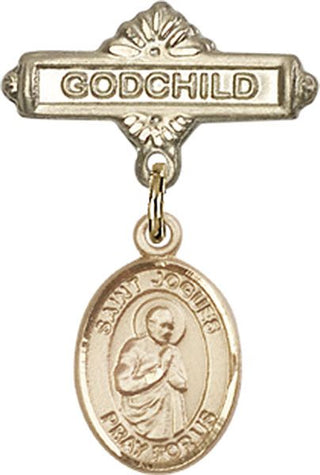 14kt Gold Filled Godchild St. Isaac Jogues Baby Badge - Engravable