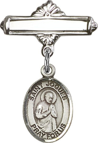 Sterling Silver Polished Badge Pin St. Isaac Jogues Baby Badge - Engravable