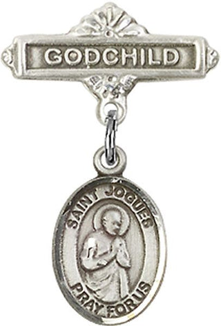 Sterling Silver Godchild St. Isaac Jogues Baby Badge - Engravable